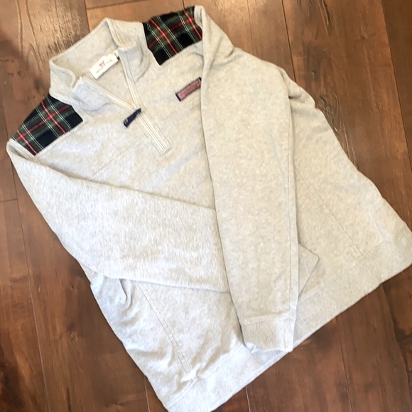 Vineyard Vines Other - Vineyard Vines Gray + Plaid Shep 1/4 zip pullover
